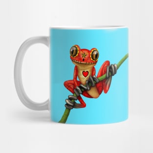 Red Day of the Dead Sugar Skull Tree Frog Mug